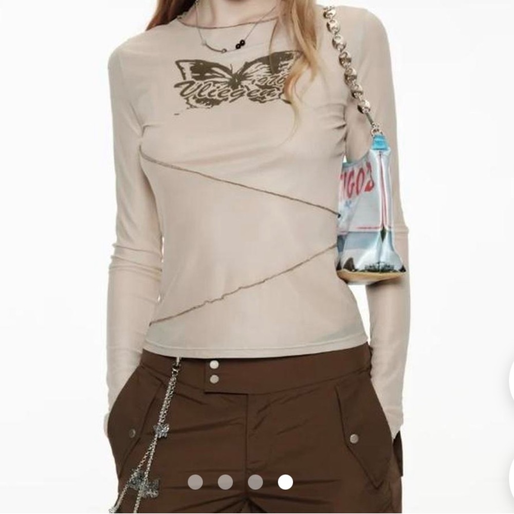 Butterfly Print Cream Top